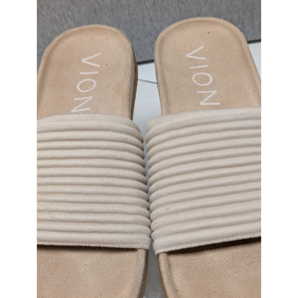 VIONIC Women's Size 8 Evie Knit Slide Sandals Stretch Comfort Arch Support Cream - Picture 3 of 8